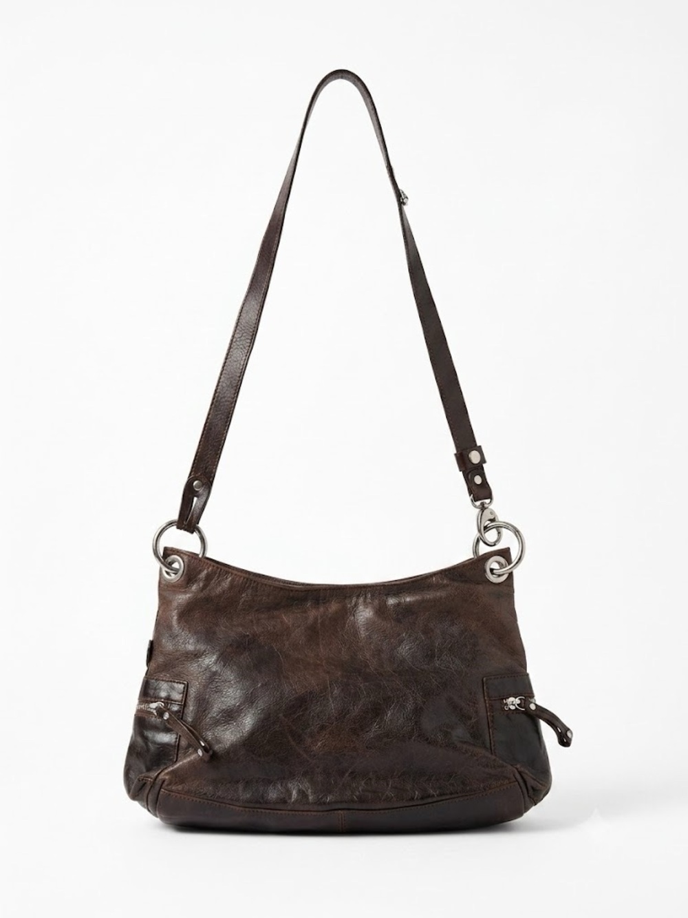 The Trend Brown weathered Leather Crossbody Bag Purse